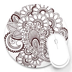 Henna Line Art Clipart Round Mousepads by Nexatart