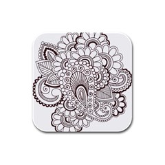 Henna Line Art Clipart Rubber Square Coaster (4 Pack)  by Nexatart