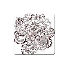 Henna Line Art Clipart Square Magnet by Nexatart