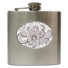 Henna Line Art Clipart Hip Flask (6 Oz) by Nexatart