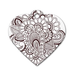 Henna Line Art Clipart Dog Tag Heart (one Side) by Nexatart