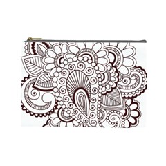 Henna Line Art Clipart Cosmetic Bag (large)  by Nexatart