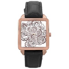 Henna Line Art Clipart Rose Gold Leather Watch  by Nexatart