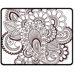 Henna Line Art Clipart Double Sided Fleece Blanket (medium)  by Nexatart