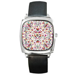 Otomi Vector Patterns On Behance Square Metal Watch by Nexatart