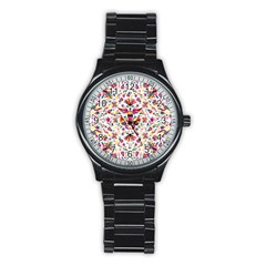 Otomi Vector Patterns On Behance Stainless Steel Round Watch by Nexatart