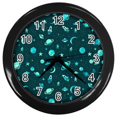 Space pattern Wall Clocks (Black)