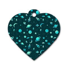 Space pattern Dog Tag Heart (One Side)