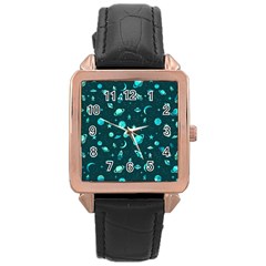 Space pattern Rose Gold Leather Watch 