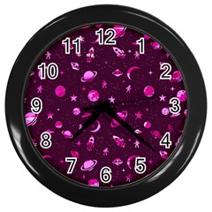 Space Pattern Wall Clocks (black) by ValentinaDesign