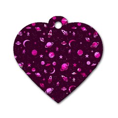 Space Pattern Dog Tag Heart (one Side) by ValentinaDesign