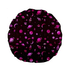 Space Pattern Standard 15  Premium Flano Round Cushions by ValentinaDesign