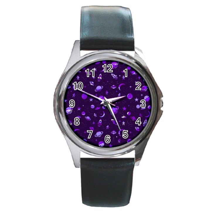 Space pattern Round Metal Watch