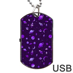 Space Pattern Dog Tag Usb Flash (two Sides) by ValentinaDesign