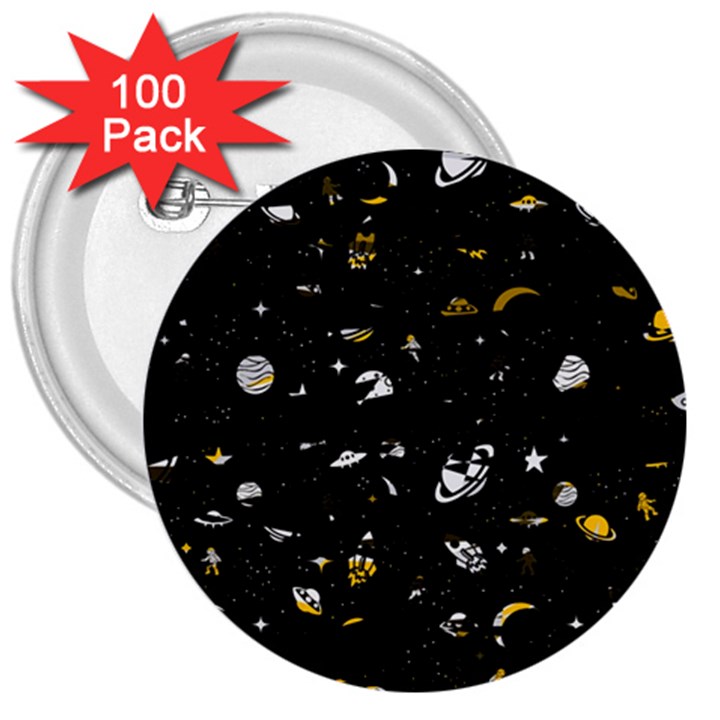 Space pattern 3  Buttons (100 pack) 