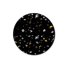 Space Pattern Rubber Coaster (round)  by ValentinaDesign