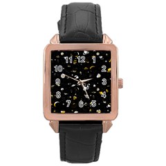 Space Pattern Rose Gold Leather Watch  by ValentinaDesign