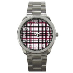 Plaid Pattern Sport Metal Watch