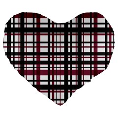 Plaid Pattern Large 19  Premium Flano Heart Shape Cushions by ValentinaDesign