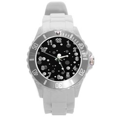 Decorative Dots Pattern Round Plastic Sport Watch (l) by ValentinaDesign