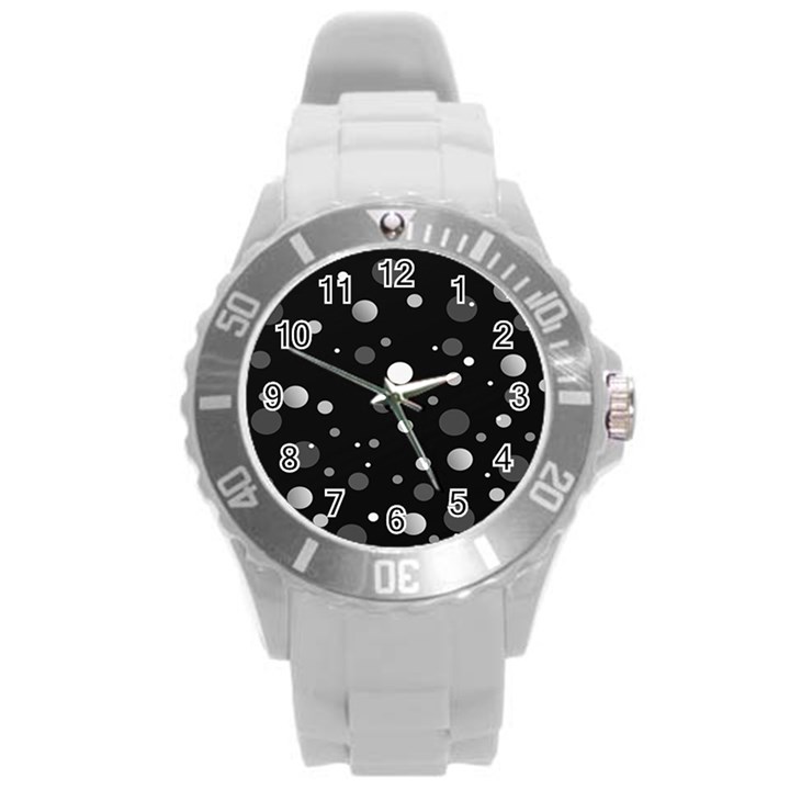 Decorative dots pattern Round Plastic Sport Watch (L)