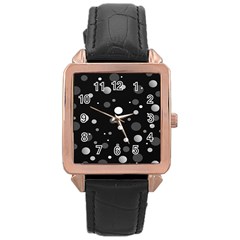 Decorative Dots Pattern Rose Gold Leather Watch  by ValentinaDesign