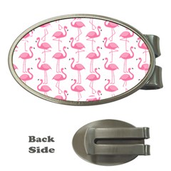 Pink Flamingos Pattern Money Clips (oval)  by Nexatart