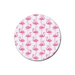 Pink Flamingos Pattern Rubber Coaster (Round)  Front