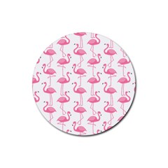 Pink Flamingos Pattern Rubber Round Coaster (4 Pack)  by Nexatart