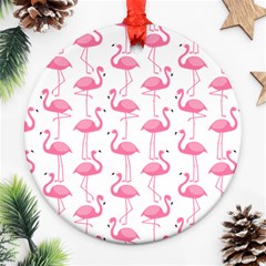 Pink Flamingos Pattern Round Ornament (two Sides) by Nexatart