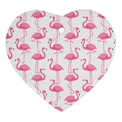 Pink Flamingos Pattern Heart Ornament (two Sides) by Nexatart