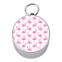 Pink Flamingos Pattern Mini Silver Compasses by Nexatart