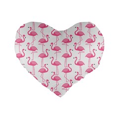 Pink Flamingos Pattern Standard 16  Premium Flano Heart Shape Cushions by Nexatart