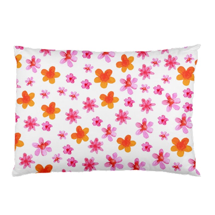 Watercolor Summer Flowers Pattern Pillow Case