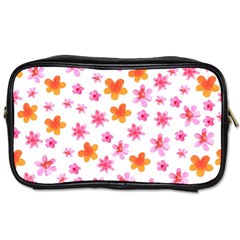 Watercolor Summer Flowers Pattern Toiletries Bags 2-side by TastefulDesigns