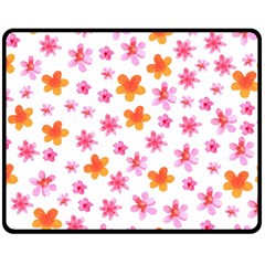 Watercolor Summer Flowers Pattern Fleece Blanket (medium)  by TastefulDesigns