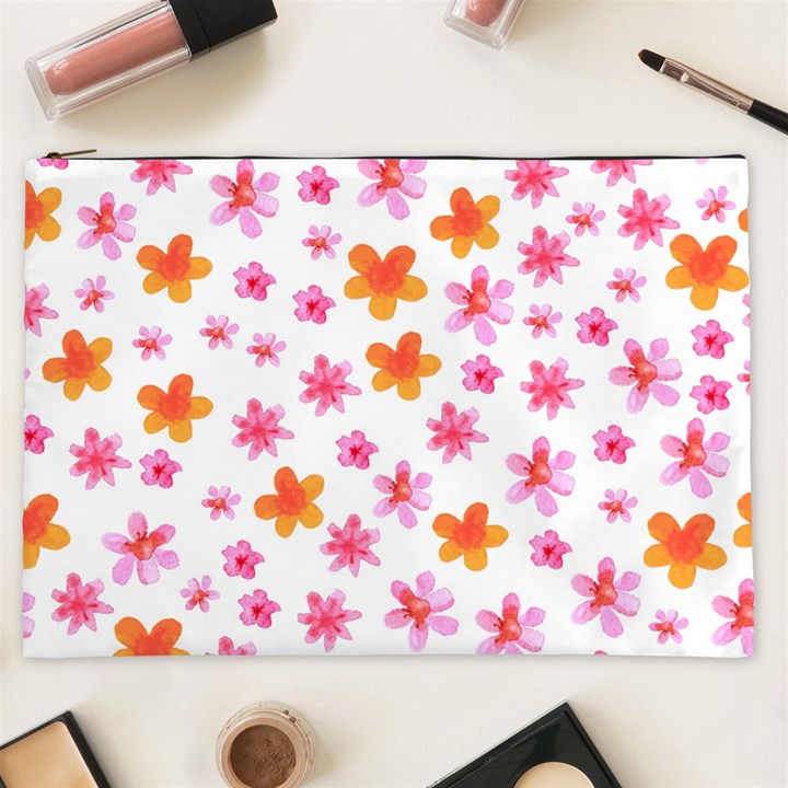 Watercolor Summer Flowers Pattern Cosmetic Bag (XXL) 