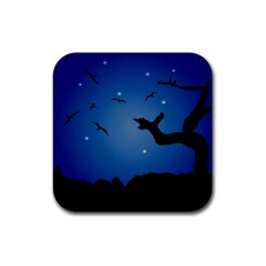 Nightscape Landscape Illustration Rubber Coaster (square)  by dflcprints