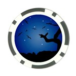 Nightscape Landscape Illustration Poker Chip Card Guard Front