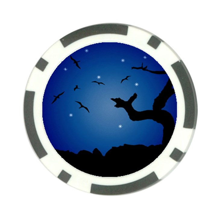 Nightscape Landscape Illustration Poker Chip Card Guard