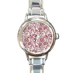 Transparent Lace With Flowers Decoration Round Italian Charm Watch Front