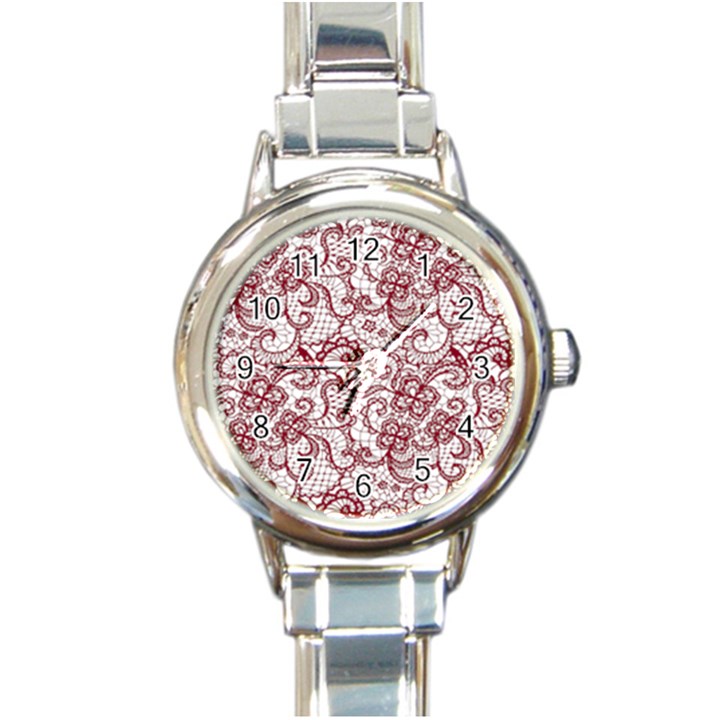 Transparent Lace With Flowers Decoration Round Italian Charm Watch