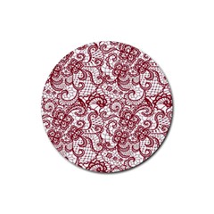 Transparent Lace With Flowers Decoration Rubber Coaster (round)  by Nexatart