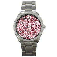 Transparent Lace With Flowers Decoration Sport Metal Watch by Nexatart