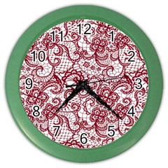 Transparent Lace With Flowers Decoration Color Wall Clocks by Nexatart