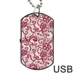 Transparent Lace With Flowers Decoration Dog Tag Usb Flash (one Side) by Nexatart