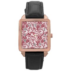 Transparent Lace With Flowers Decoration Rose Gold Leather Watch  by Nexatart