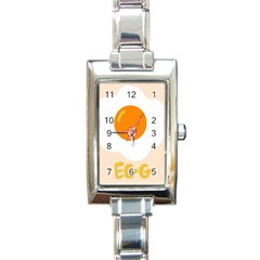 Egg Eating Chicken Omelette Food Rectangle Italian Charm Watch by Nexatart