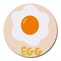 Egg Eating Chicken Omelette Food Round Mousepads by Nexatart