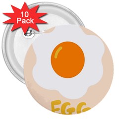 Egg Eating Chicken Omelette Food 3  Buttons (10 Pack)  by Nexatart